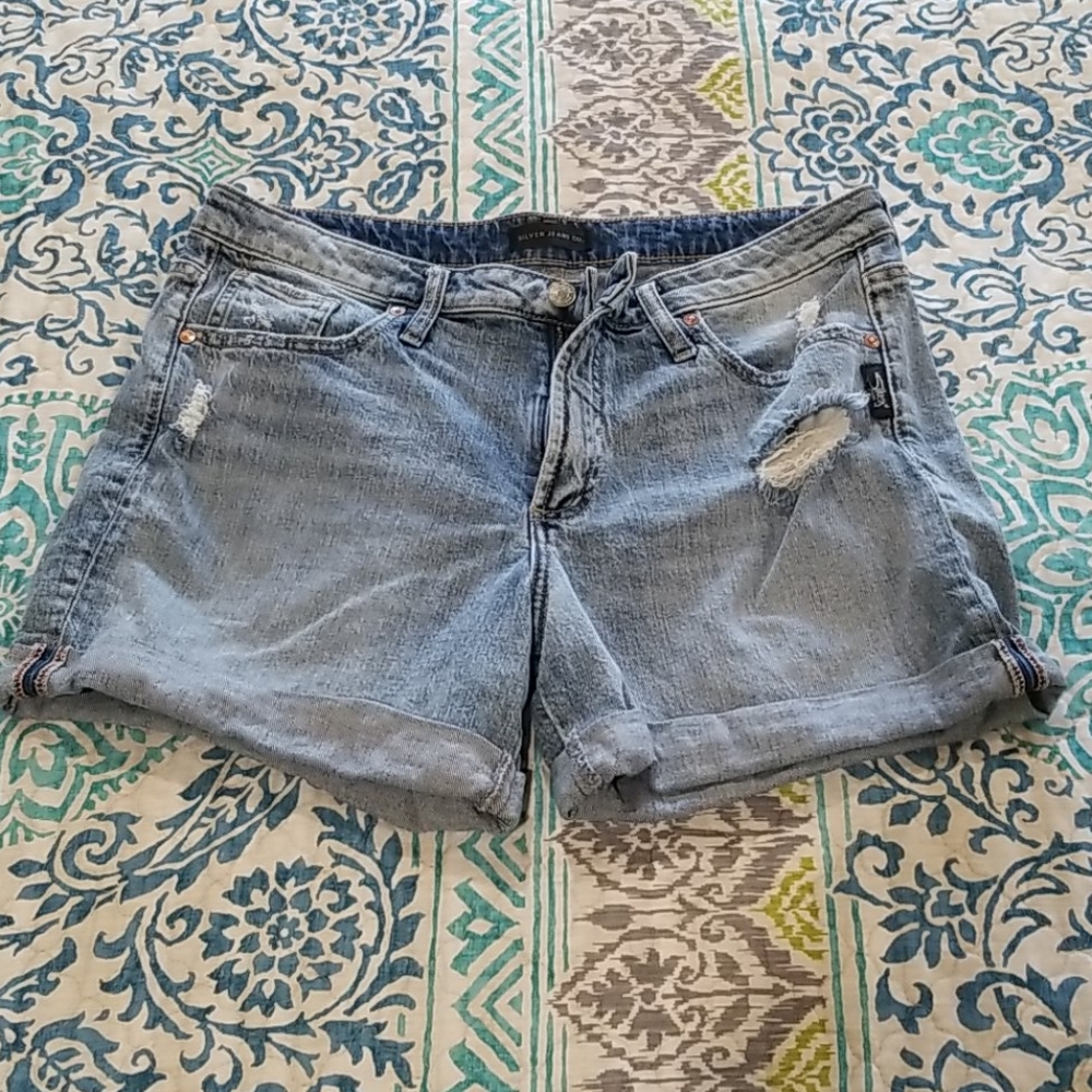Silver jean shorts